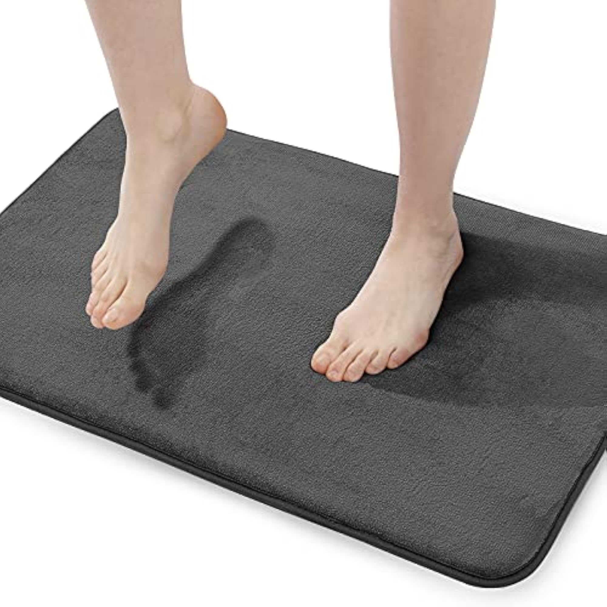 Dark Grey Memory Foam Bath Mat, Non-Slip and Absorbent